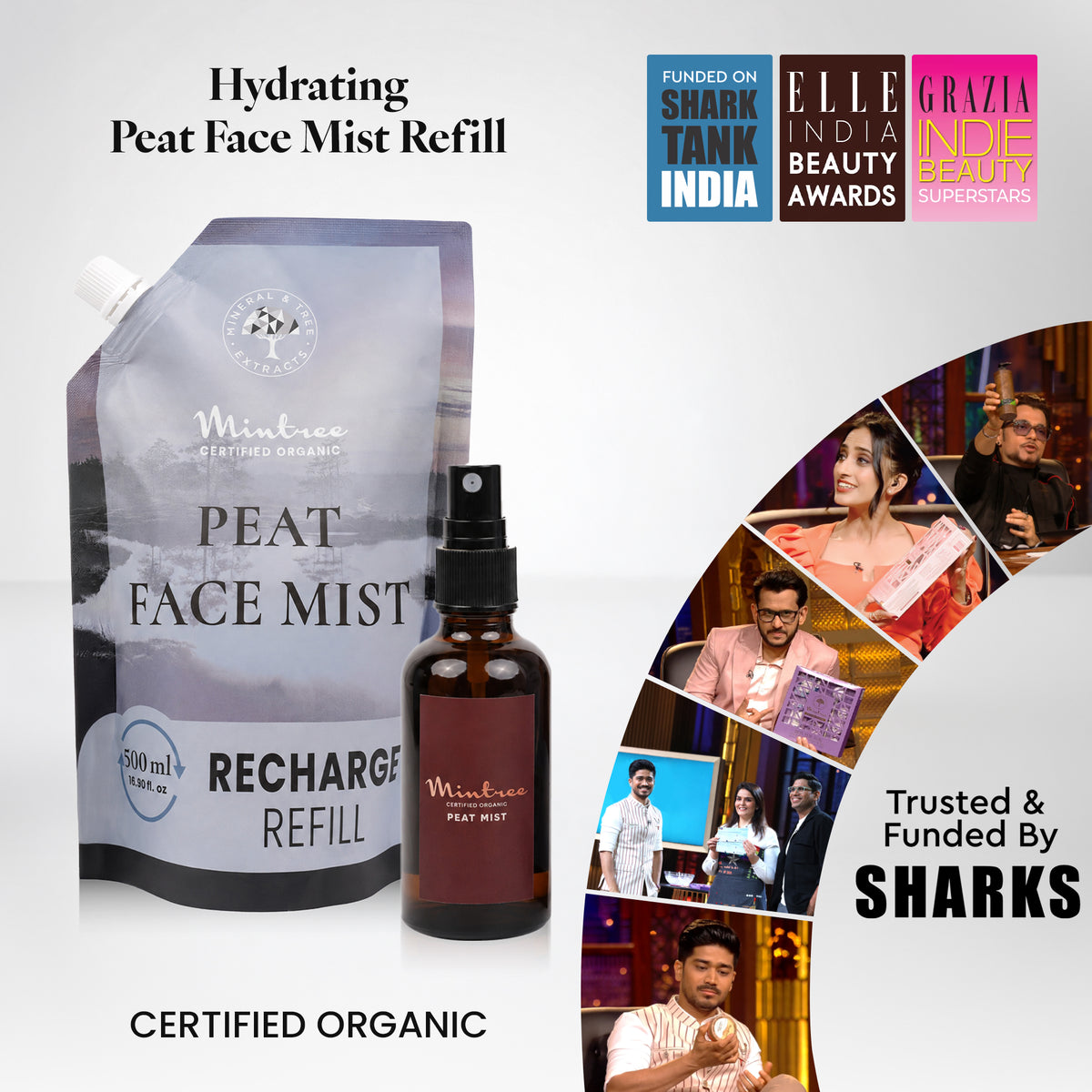 REFILL PACK of 100% Organic Bio-Active Face Mist 500 ml