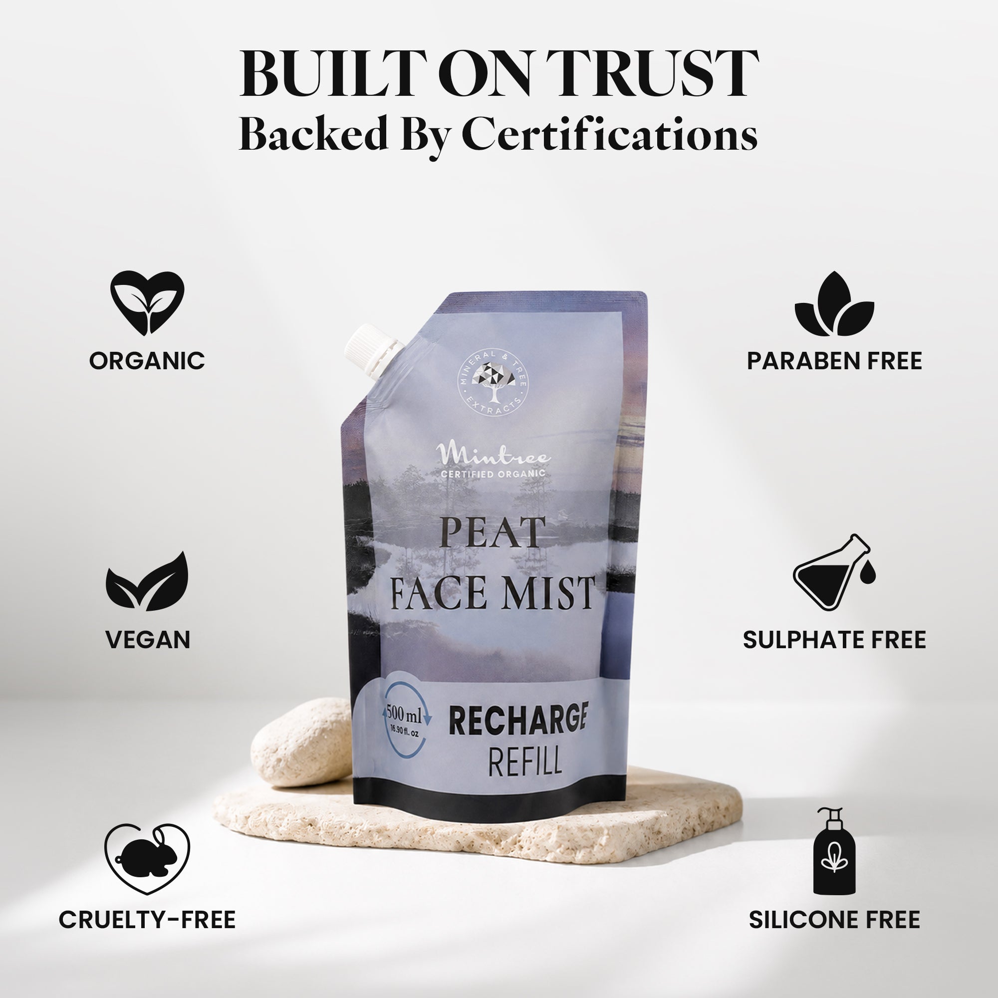 REFILL PACK of 100% Organic Bio-Active Face Mist 500 ml