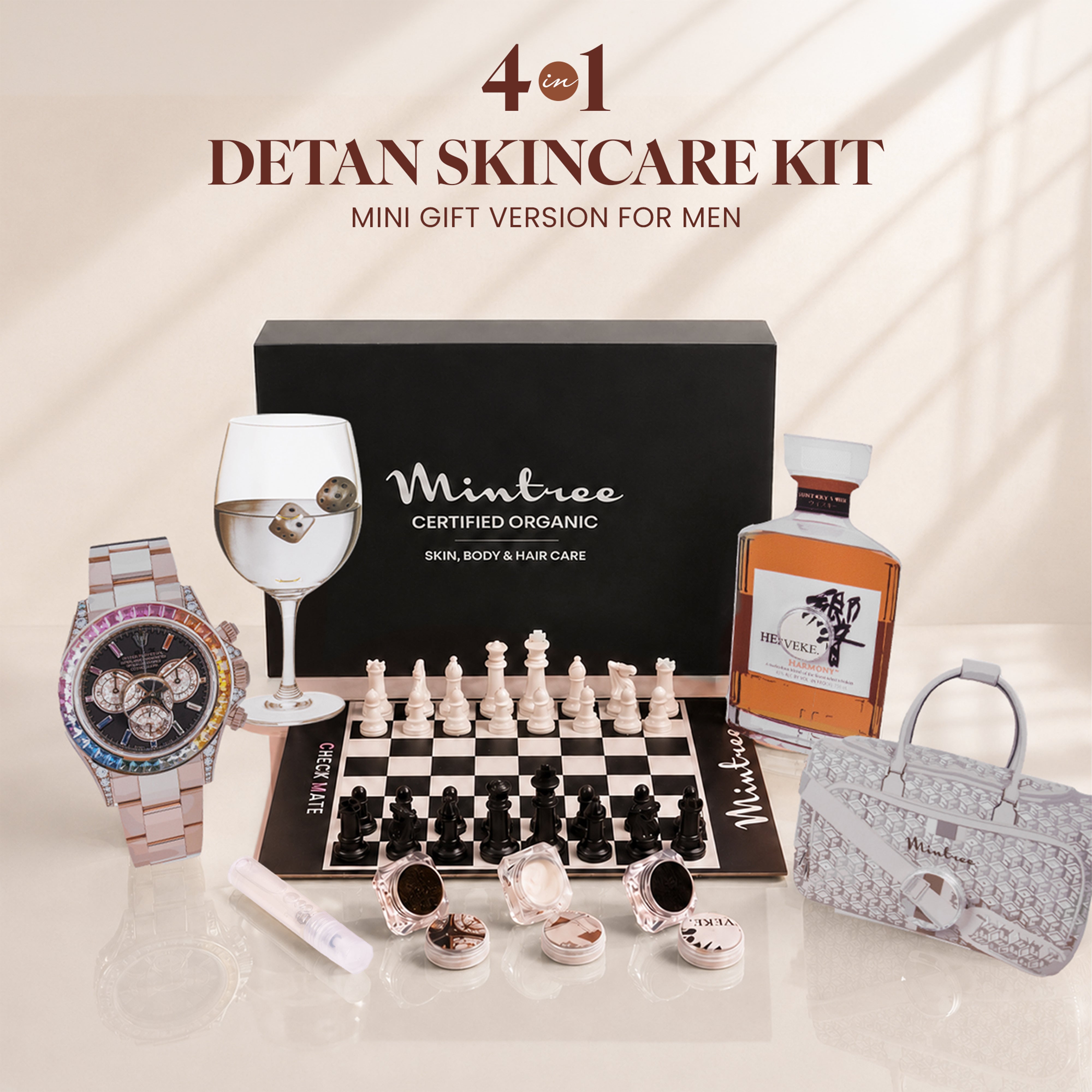 4-IN-1 DETAN SKINCARE KIT SAMPLE CARDS GIFT BOX FOR MEN (100 gm/ml)